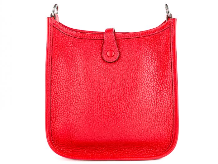 Hermes Mini Evelyne Red Leather Bag - Image 5