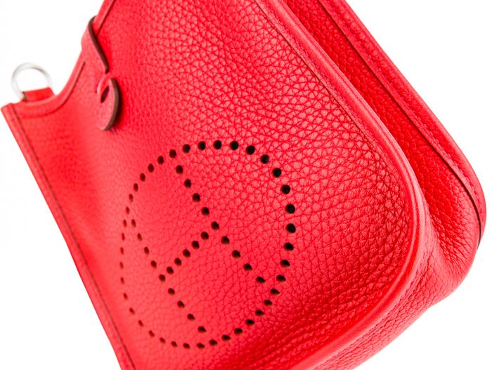 Hermes Mini Evelyne Red Leather Bag - Image 3