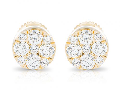 Round Cluster Diamond Stud Earrings