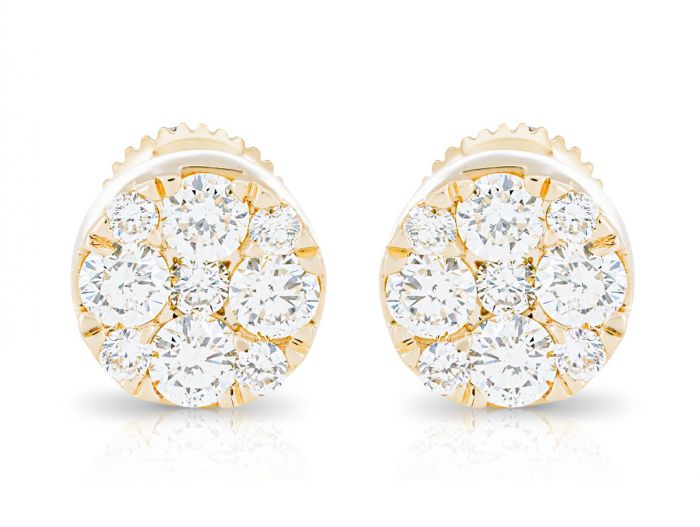 Round Cluster Diamond Stud Earrings