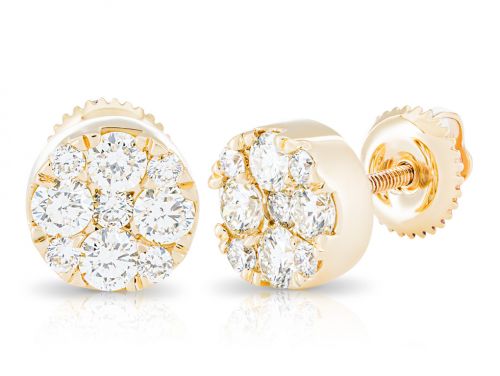 Round Cluster Diamond Stud Earrings