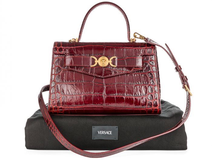 Versace Medusa Embellished Croc Effect '95 Small Bag - Image 6