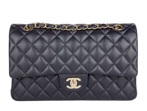 Chanel Blue Medium Caviar Classic Flap Bag