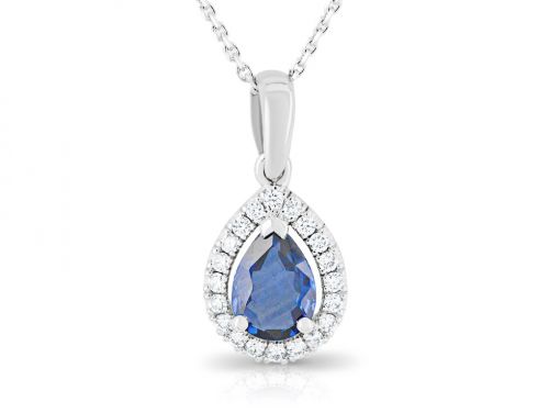 Pear Drop Sapphire And Diamond Necklace