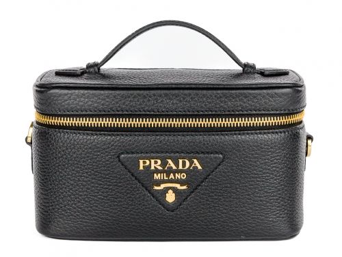 Prada Black Mini Vitello Daino Vanity Bag